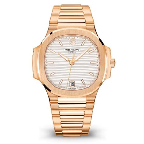 patek philippe nautilus rose gold white dial|gold patek nautilus price.